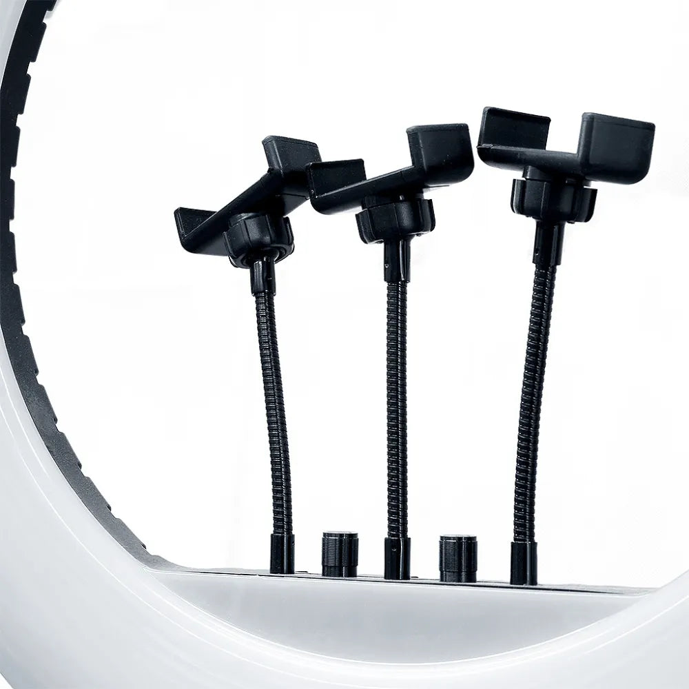 RL-18 18-Inch Selfie Ring Light with Tripod Stand, Adjustable Brightness & Color Temperature, 3 Mobile Holders, and Remote Control