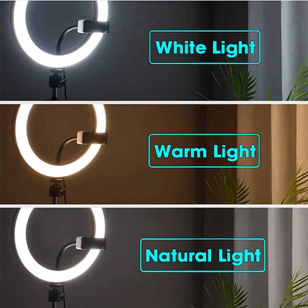 RL-18 18-Inch Selfie Ring Light with Tripod Stand, Adjustable Brightness & Color Temperature, 3 Mobile Holders, and Remote Control