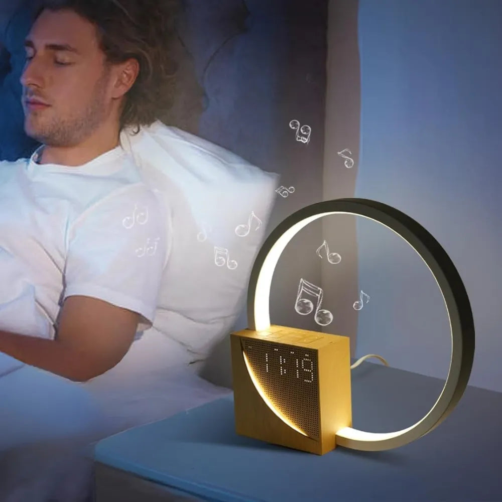 Touch Bedside Lamp with Dual Alarm Clock, USB Charging Port, 10 Sleep Sounds, Wake-Up Light, and 3-Level Dimmable LED
