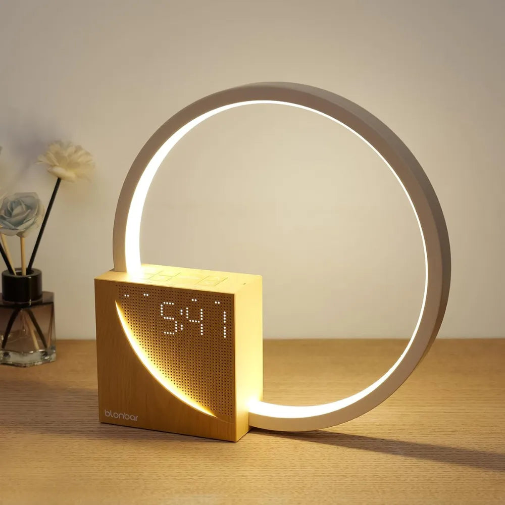 Touch Bedside Lamp with Dual Alarm Clock, USB Charging Port, 10 Sleep Sounds, Wake-Up Light, and 3-Level Dimmable LED