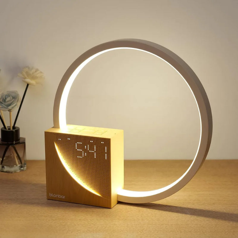 Touch Bedside Lamp with Dual Alarm Clock, USB Charging Port, 10 Sleep Sounds, Wake-Up Light, and 3-Level Dimmable LED
