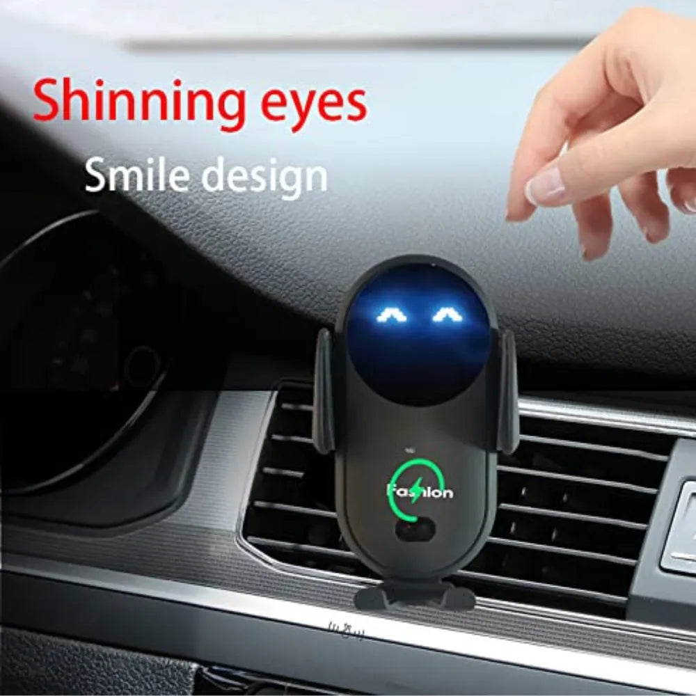 S11 Wireless Car Charger Mount 10W Fast Charging with Auto Clamping, LED Eyes, Air Vent & Dashboard Holder