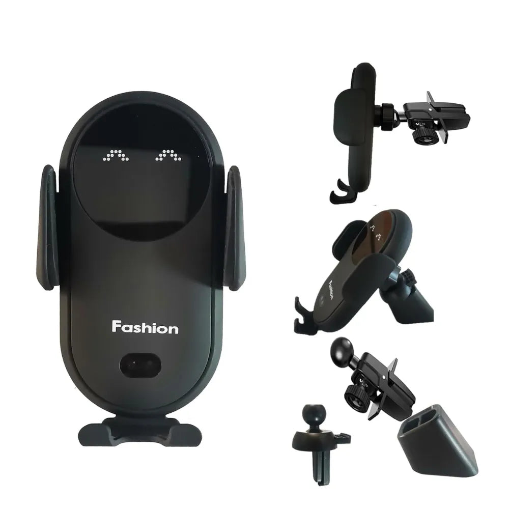 S11 Wireless Car Charger Mount 10W Fast Charging with Auto Clamping, LED Eyes, Air Vent & Dashboard Holder
