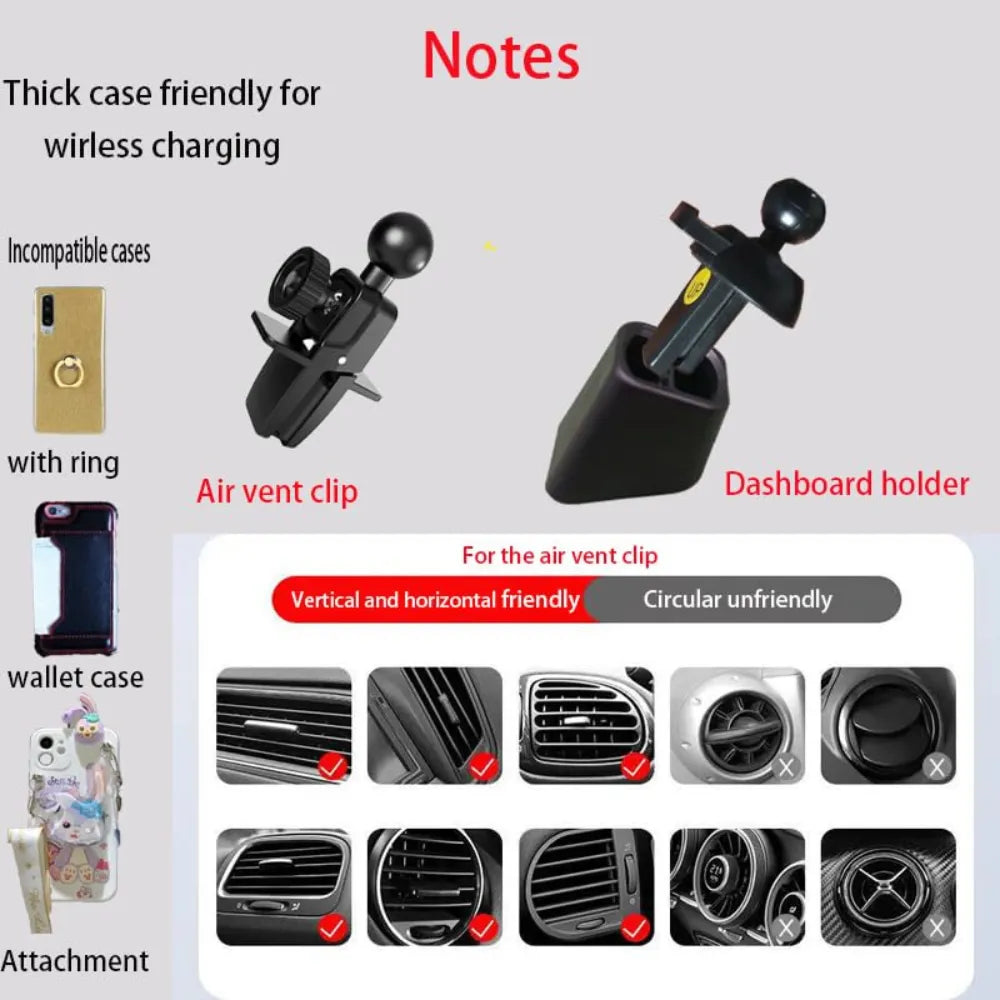 S11 Wireless Car Charger Mount 10W Fast Charging with Auto Clamping, LED Eyes, Air Vent & Dashboard Holder