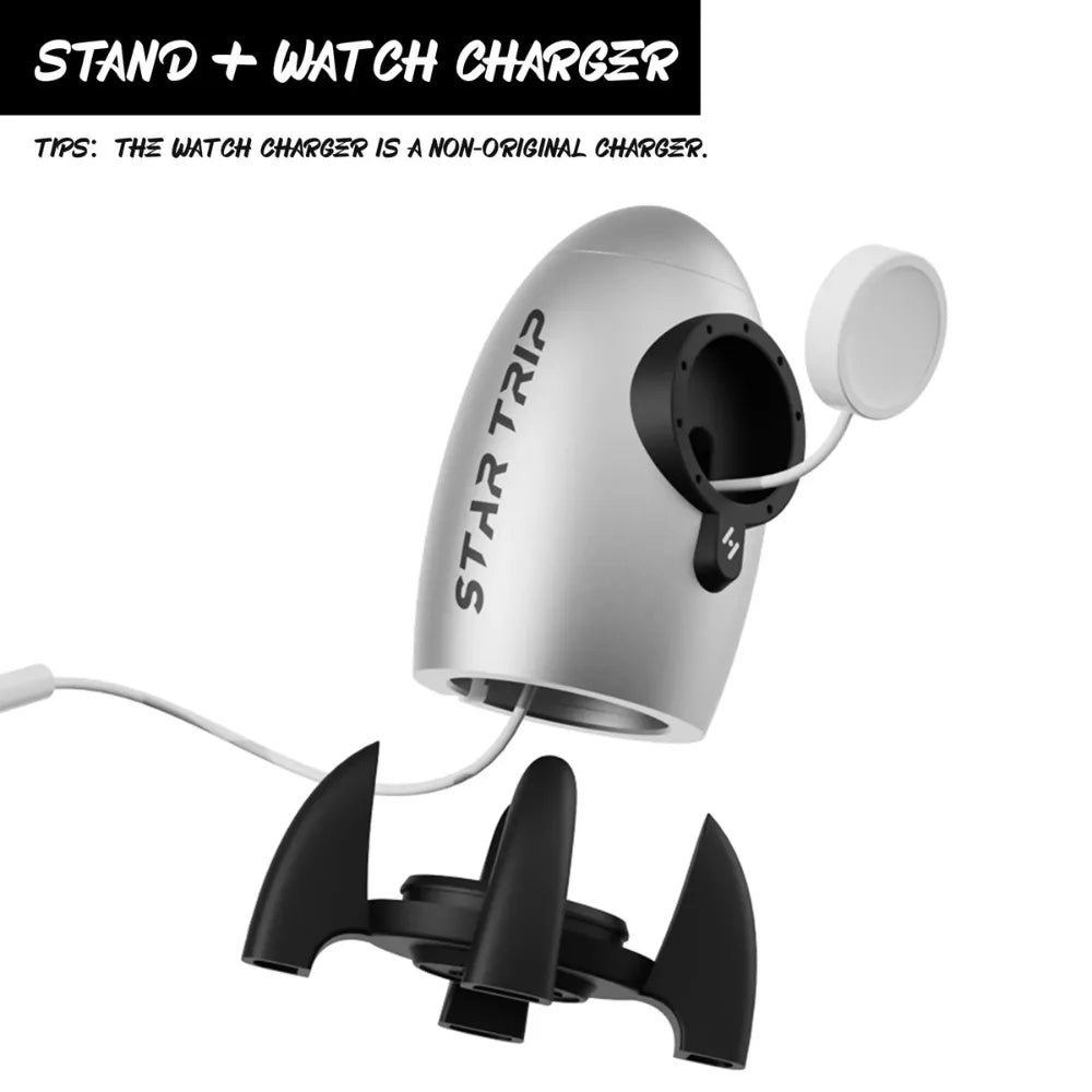 Apple Watch Aluminum Rocket Stand – Aerospace-Grade Build with Cable Management, Non-Slip Base, Premium Charging Dock