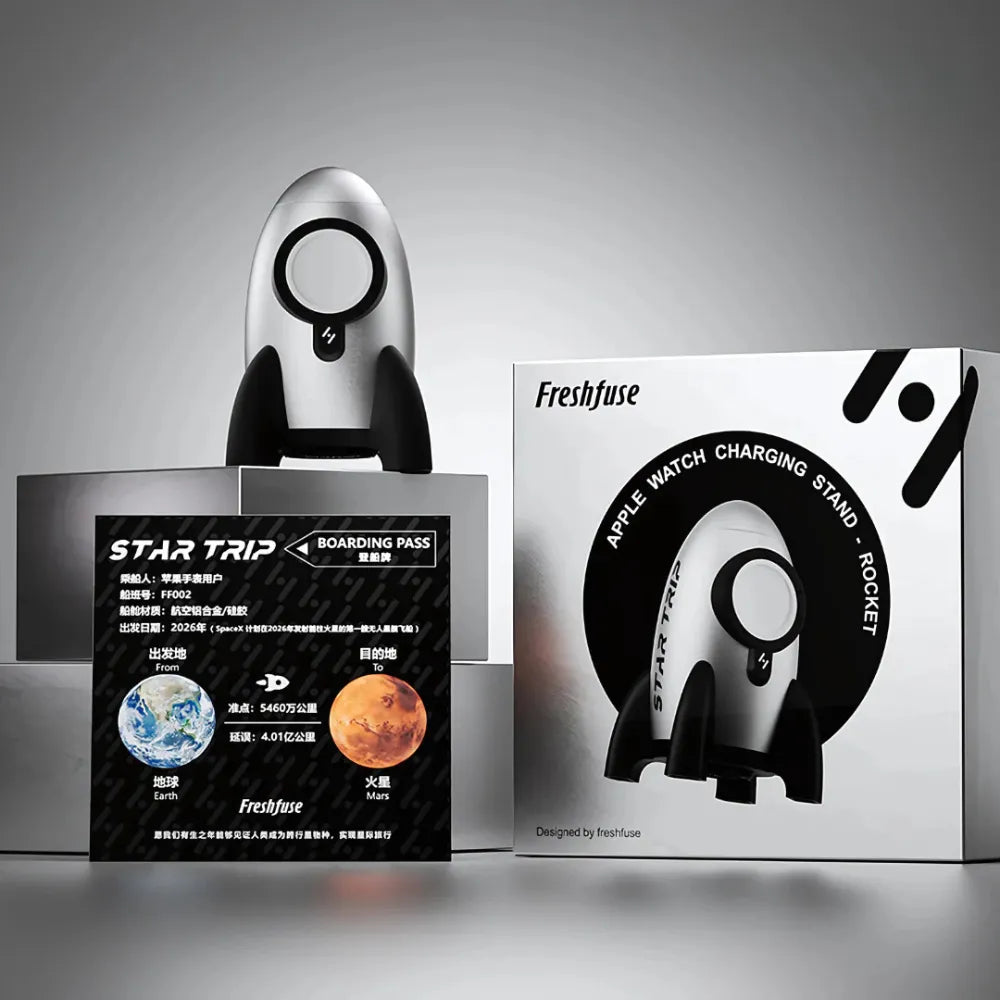 Apple Watch Aluminum Rocket Stand – Aerospace-Grade Build with Cable Management, Non-Slip Base, Premium Charging Dock