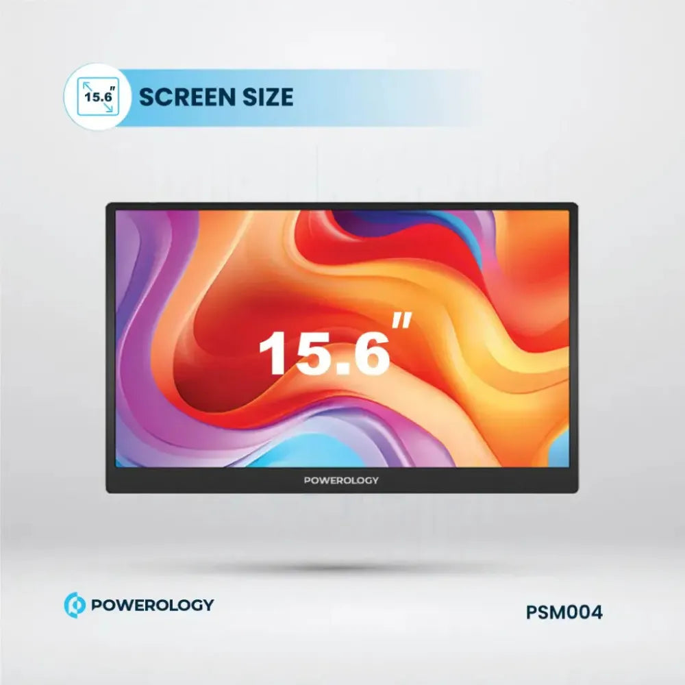 Powerology 15.6" Ultra-Slim Portable Monitor 144Hz IPS Full HD with USB-C, HDMI, Dual Speakers – Low Latency, sRGB 100%