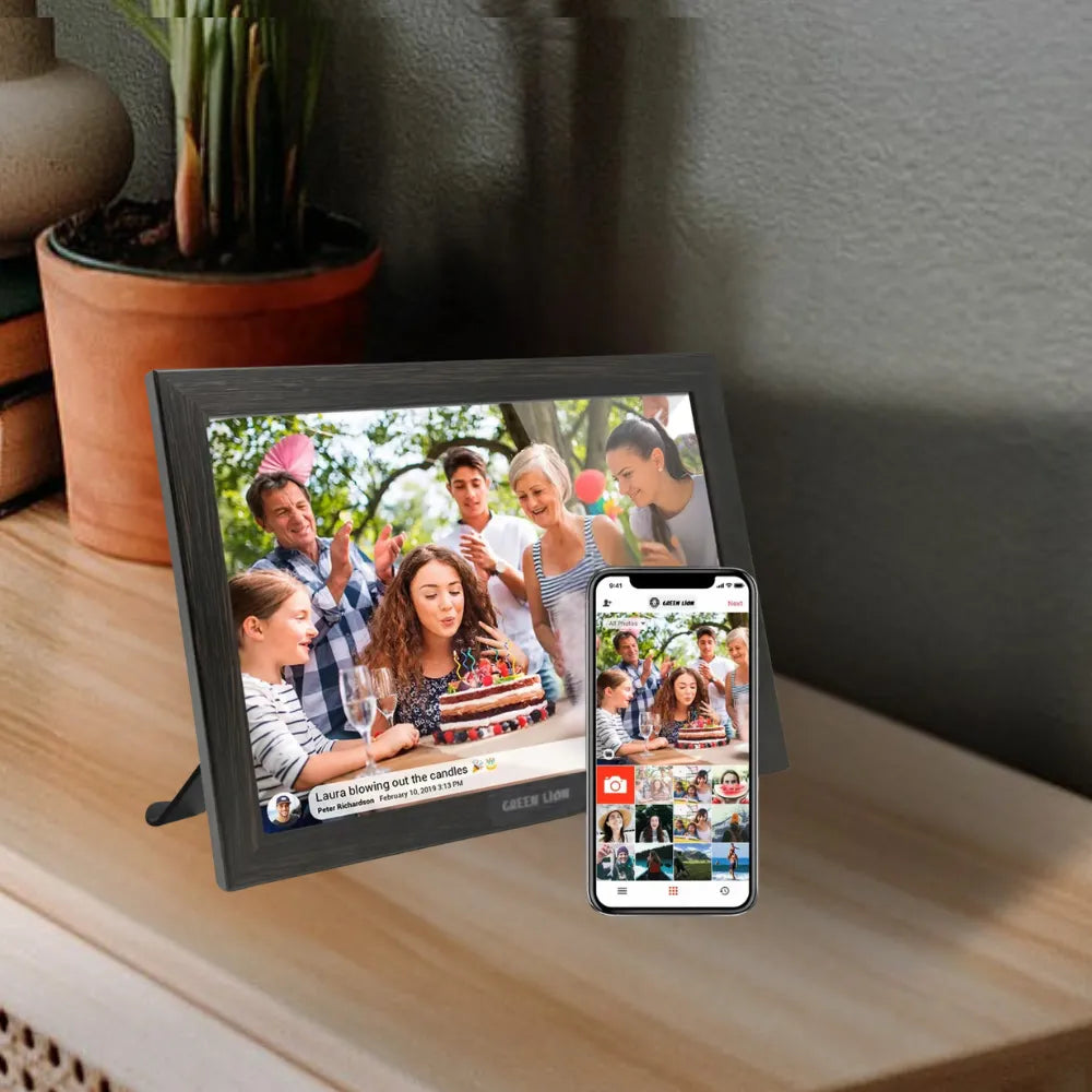 Green Lion Digital Picture Frame 10.1" IPS Touchscreen with Wi-Fi Sharing, Auto-Rotation & 16GB Storage
