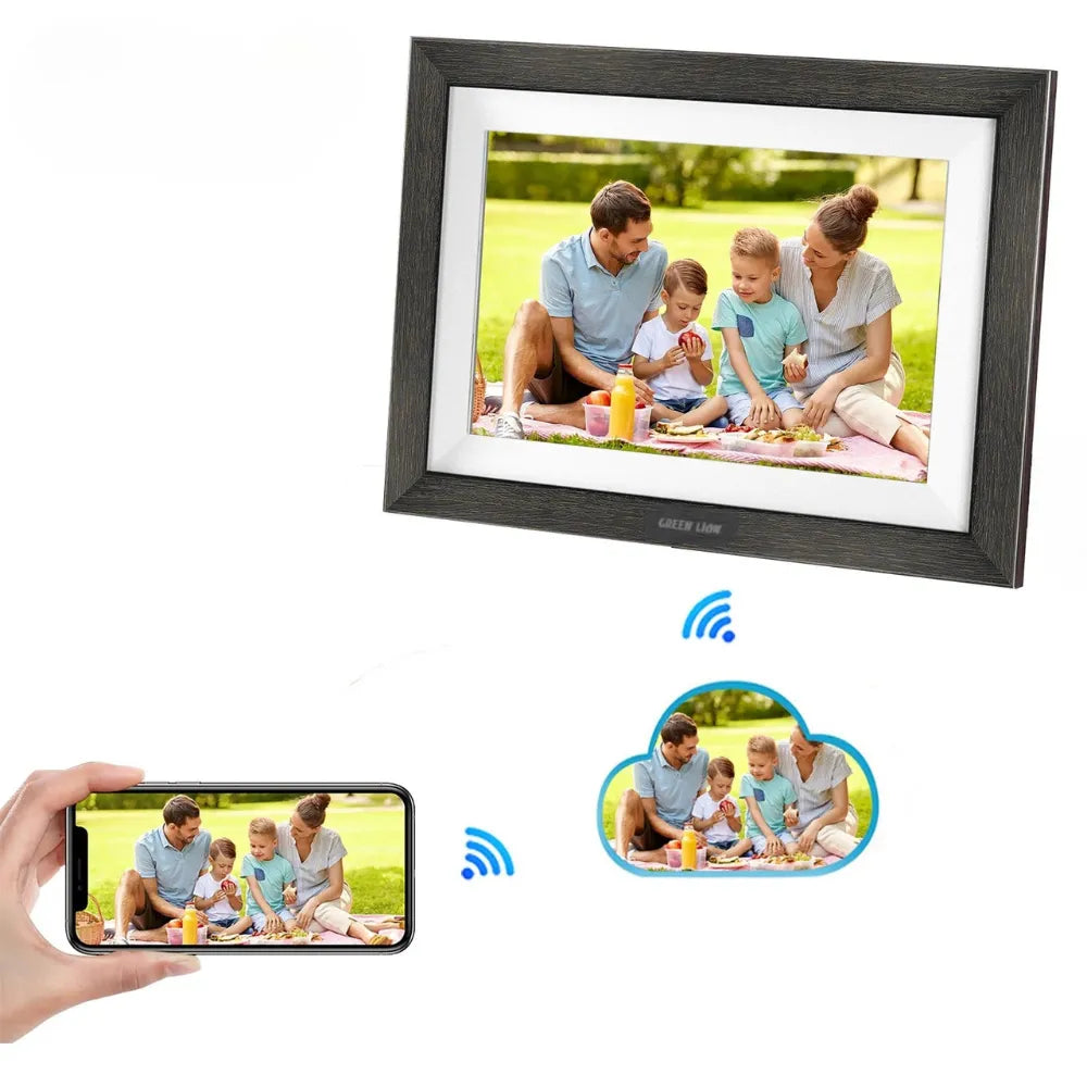 Green Lion Digital Picture Frame 10.1" IPS Touchscreen with Wi-Fi Sharing, Auto-Rotation & 16GB Storage