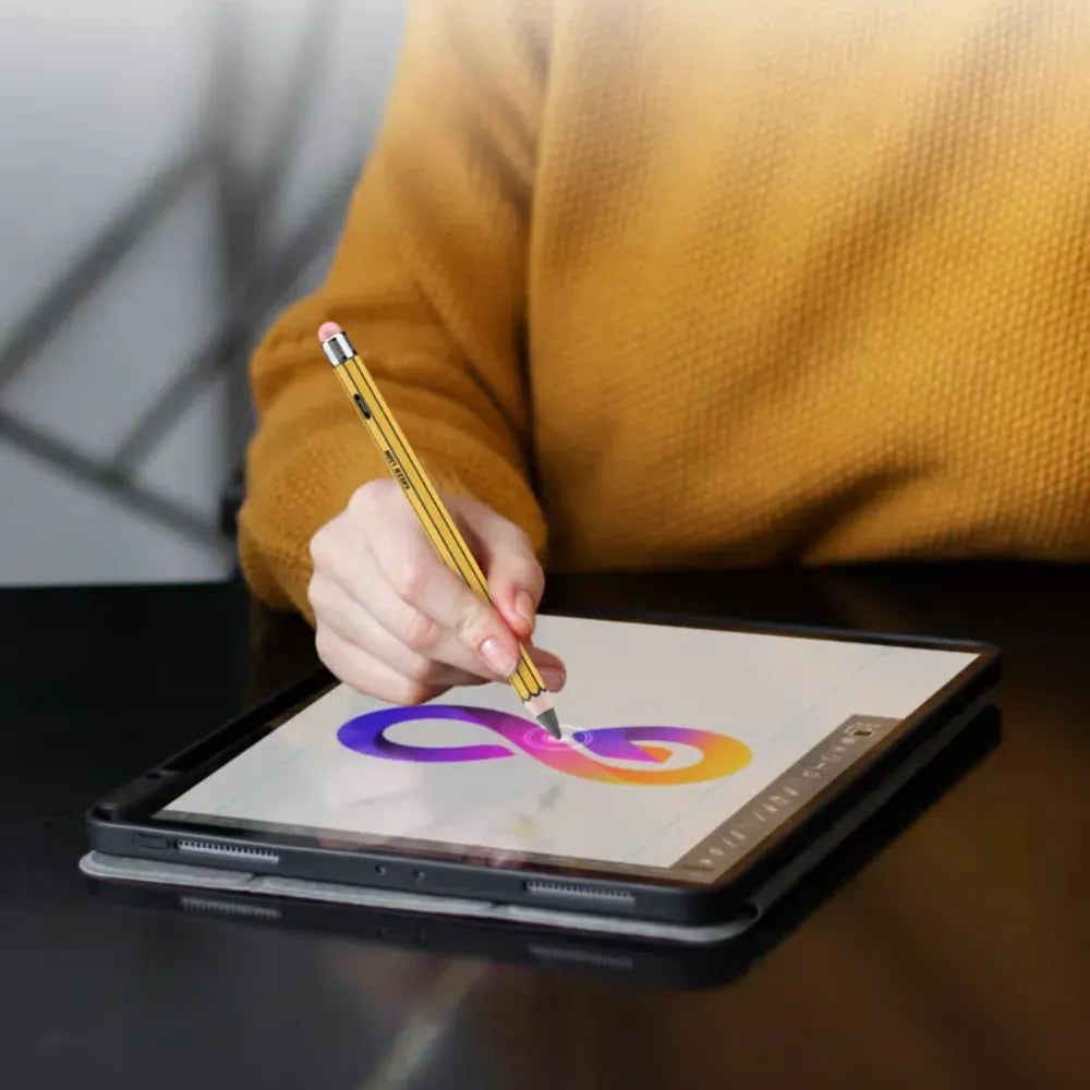 Green Lion GL-PEN5 Vintage 2 in 1 Stylus Pencil with Palm Rejection, No Delay, Tilt Sensitivity, and Type-C Fast Charging – Yellow