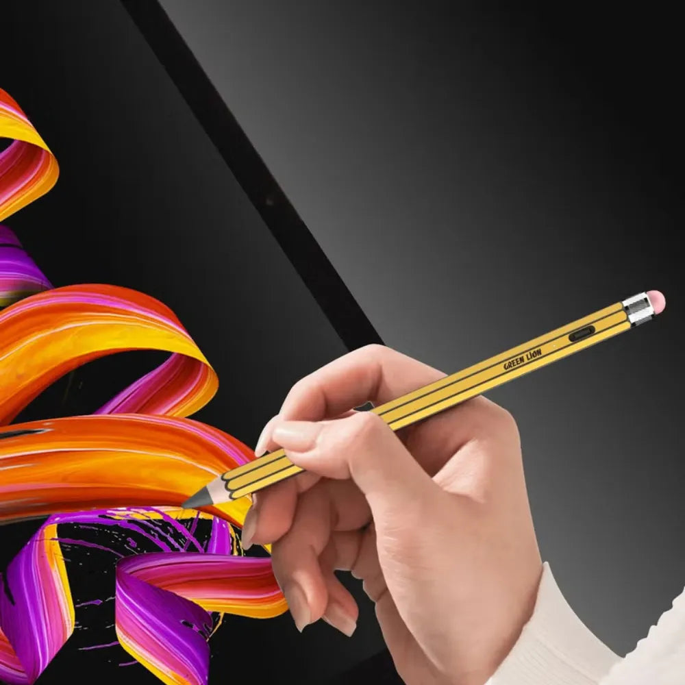 Green Lion GL-PEN5 Vintage 2 in 1 Stylus Pencil with Palm Rejection, No Delay, Tilt Sensitivity, and Type-C Fast Charging – Yellow