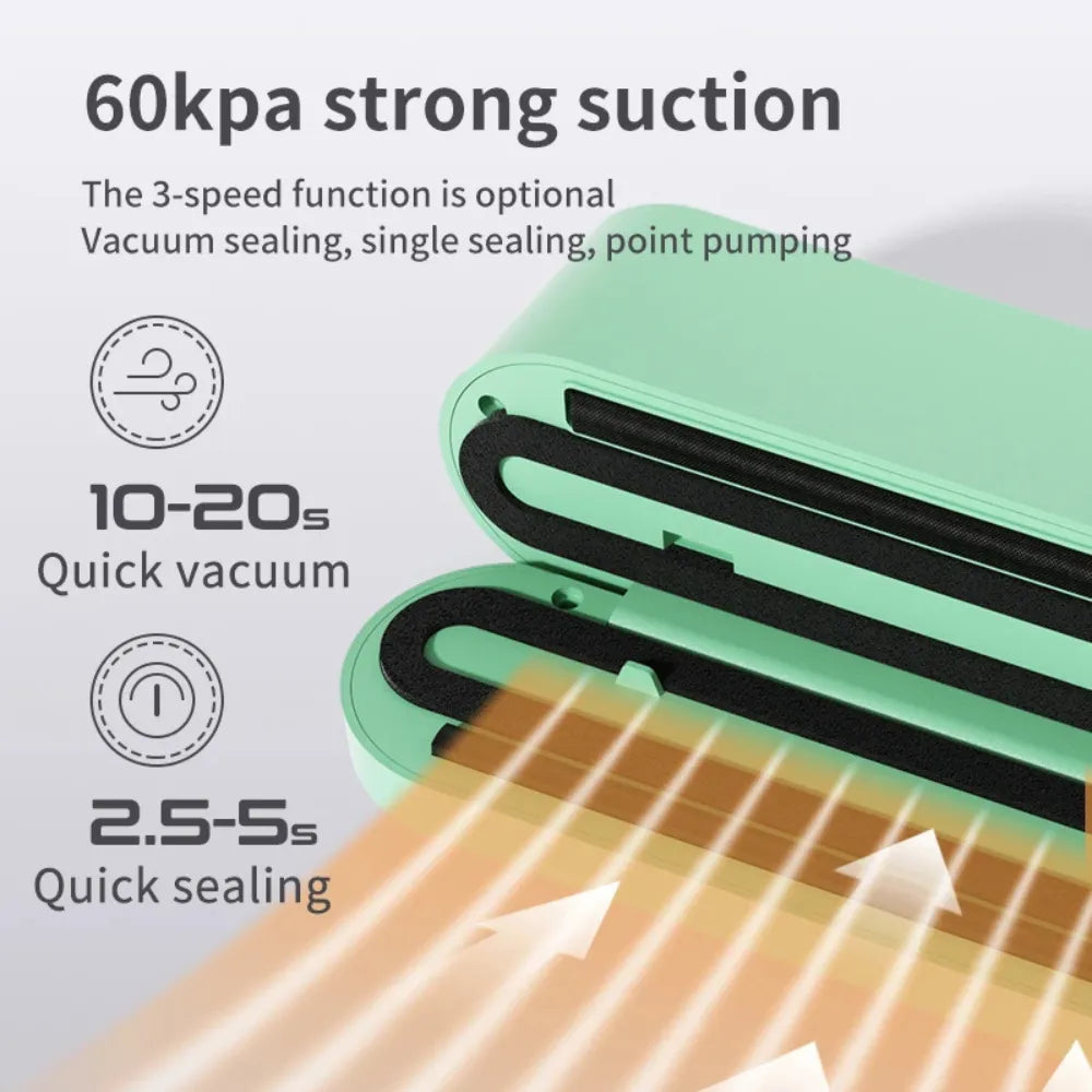 Mini Vacuum Sealing Machine SJT-818, 12.5cm Seal Length, Electric Portable Food Sealer with Vacuum Bags, 5V Input, Wireless & Fully Automatic