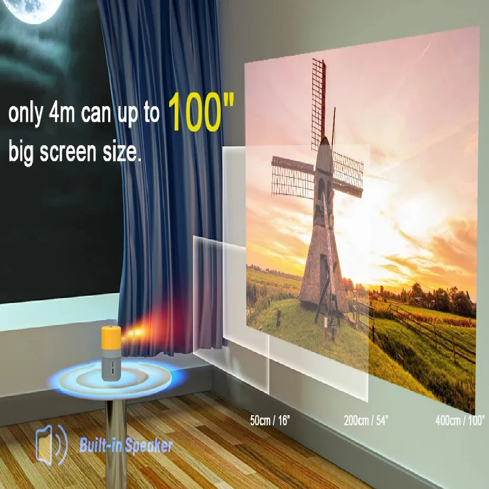 Borrego LED Mini Projector 480×360 Resolution HD 1080P Support Dual Fan Cooling HDMI & USB Connectivity