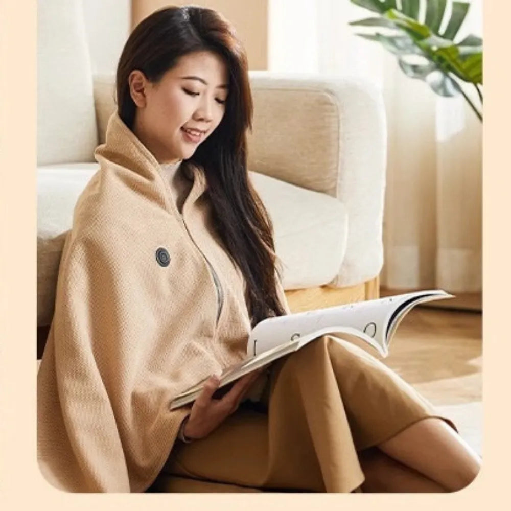 USB Electric Heating Blanket Shawl – Rapid Heating, 3-Level Temperature Control, Washable & Portable with Leg Warming Function