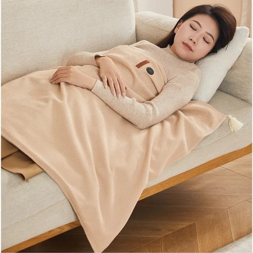 USB Electric Heating Blanket Shawl – Rapid Heating, 3-Level Temperature Control, Washable & Portable with Leg Warming Function