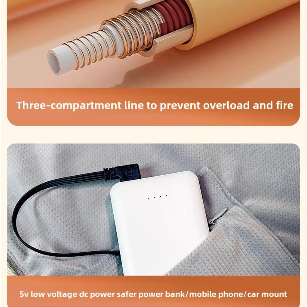 USB Electric Heating Blanket Shawl – Rapid Heating, 3-Level Temperature Control, Washable & Portable with Leg Warming Function