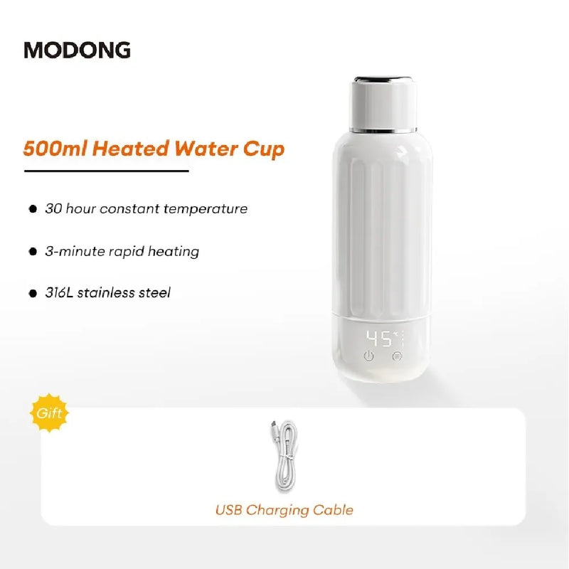 Modong Portable Electric Cup With Stainless Steel Heating Element Intelligent Temperature Control 500ml Capacity 300W Power