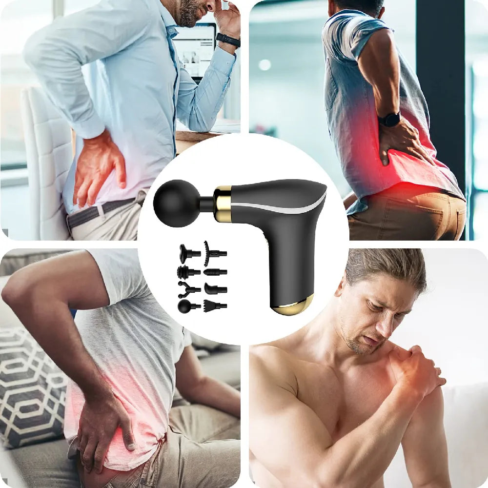 Cordless Massager Handheld Deep Tissue Long Battery Life Multiple Speed Levels 8 Attachments USB Rechargeable