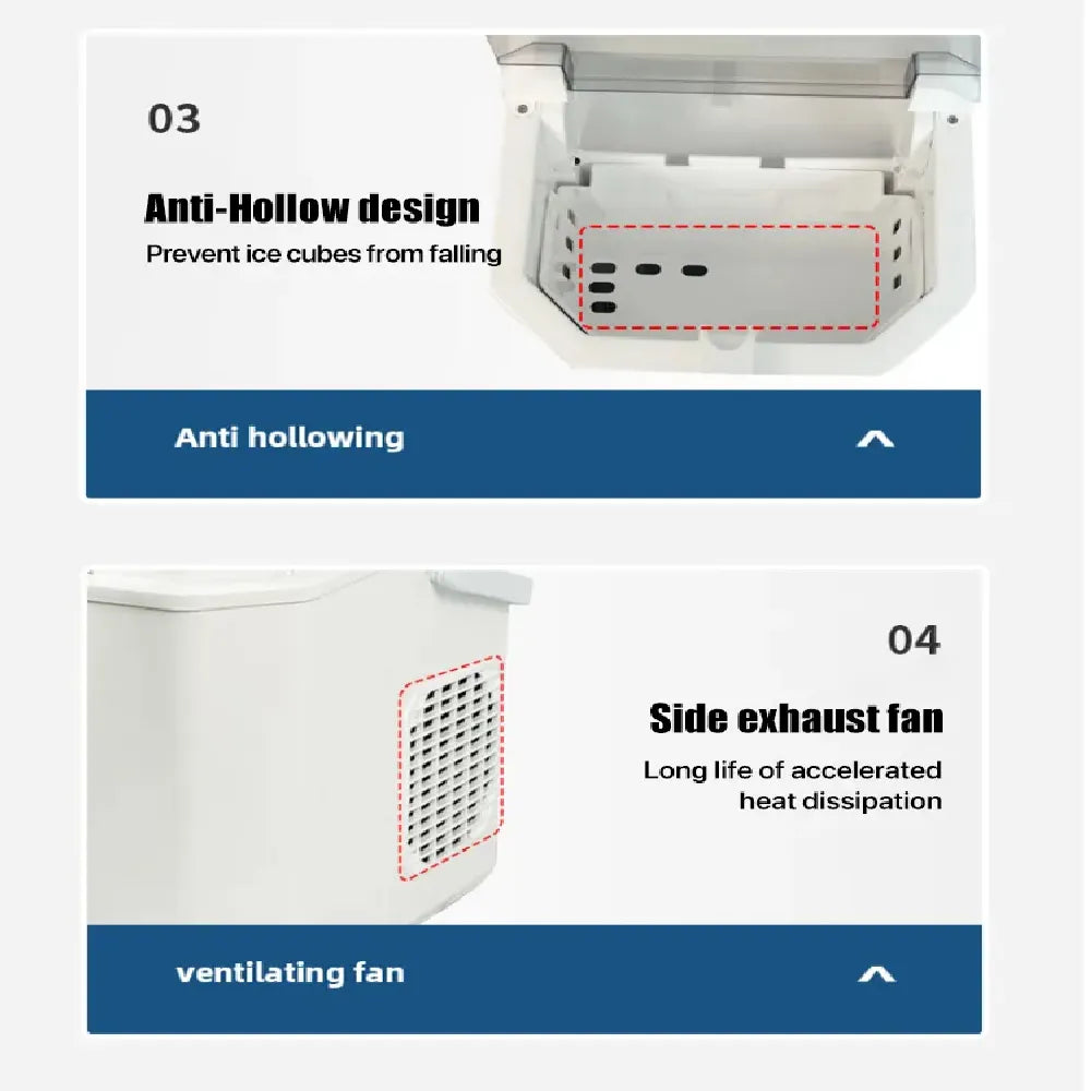 Hicon Portable Ice Maker HZB-16G 16KG Capacity 90W Power - White