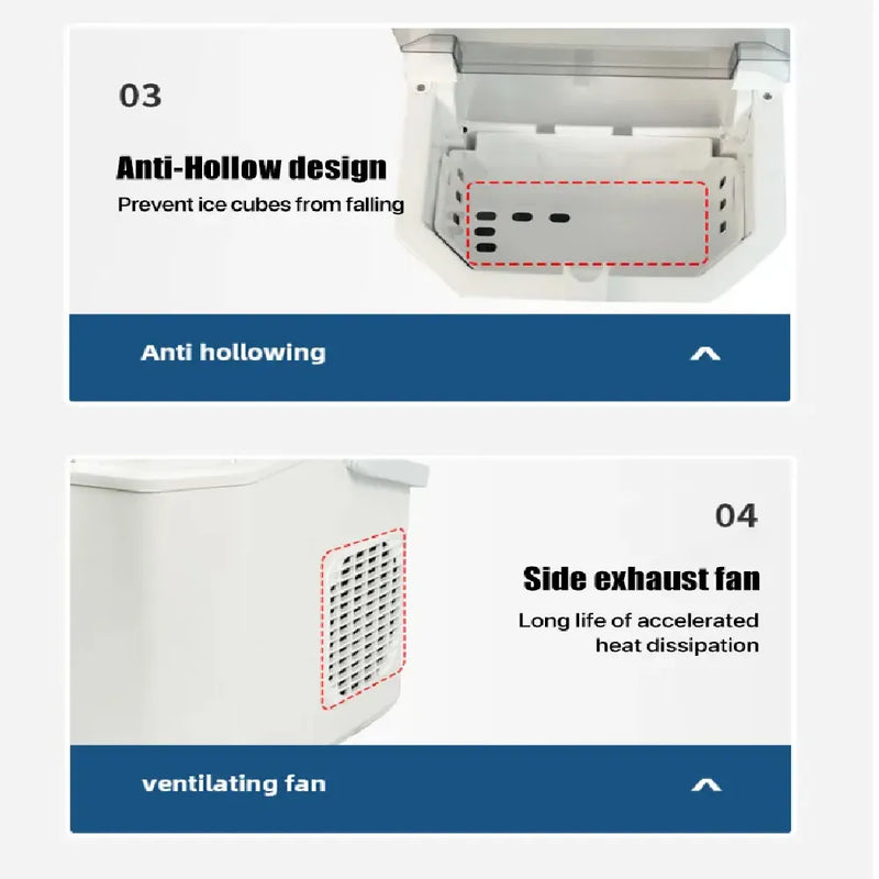 Hicon Portable Ice Maker HZB-16G 16KG Capacity 90W Power - White