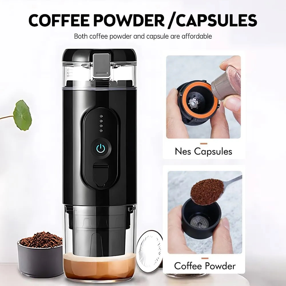 Espresso Coffee Maker 60ml Brewing Capacity Stainless Steel Wireless Heating 18Bar USB Type-C Rechargeable