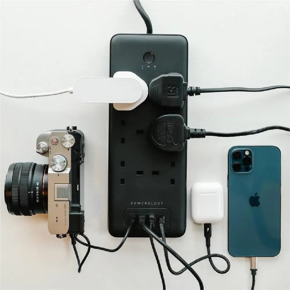 Powerology Multi-Port Smart Power Strip Smart Extension 4 Outlets/Ports 30W PD Power