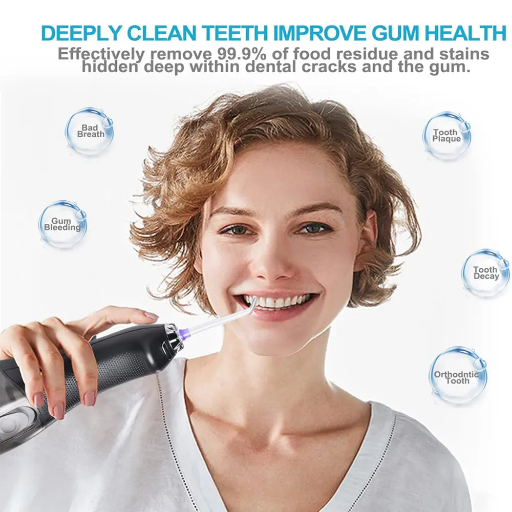 H2ofloss Portable Powerful Water Flosser Dental Oral Irrigator With 7 Replaceable Nozzle 300mL Water Tanks 2500mAh