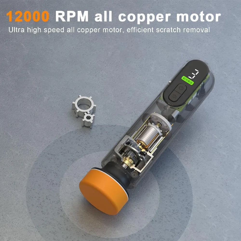 Car Paint Scratch Repairing Machine 12000 RPM 2000mAh Type-C Rechargeable