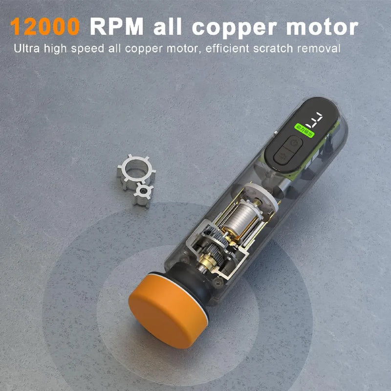 Car Paint Scratch Repairing Machine 12000 RPM 2000mAh Type-C Rechargeable