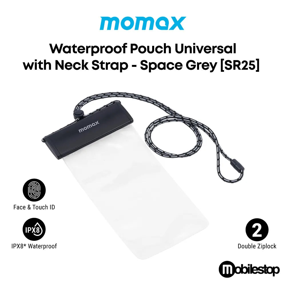 Momax SR25 Waterproof Phone Pouch With Neck Strap 3-Fold Sealed