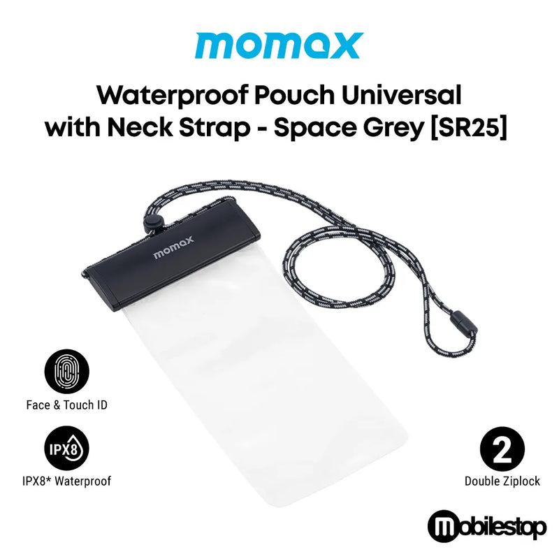 Momax SR25 Waterproof Phone Pouch With Neck Strap 3-Fold Sealed