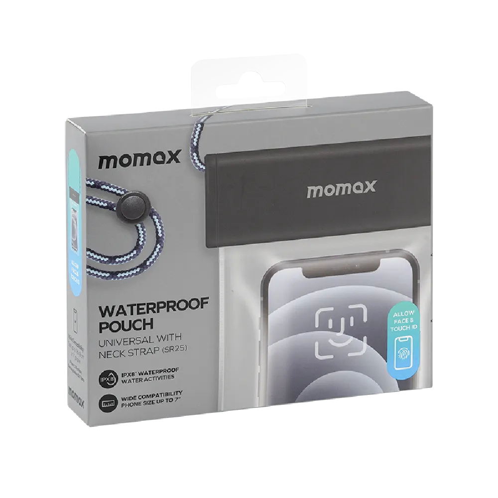 Momax SR25 Waterproof Phone Pouch With Neck Strap 3-Fold Sealed