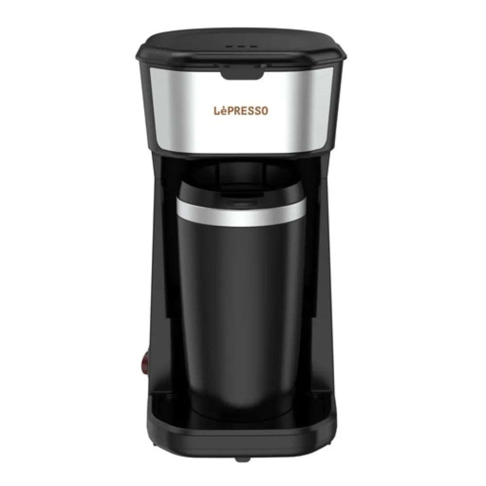 LePresso Instant Coffee Maker 400ml with Reusable Filter & Heat-Insulated Travel Mug 450W – Black