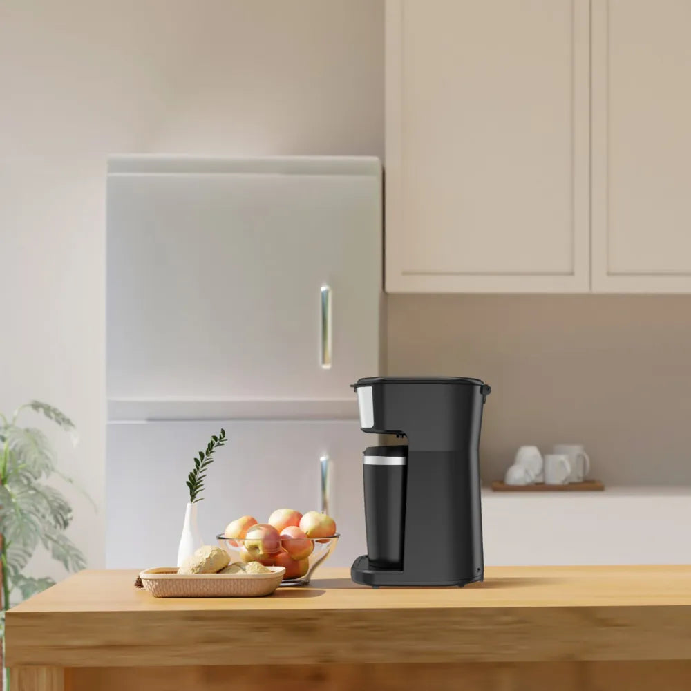 LePresso Instant Coffee Maker 400ml with Reusable Filter & Heat-Insulated Travel Mug 450W – Black