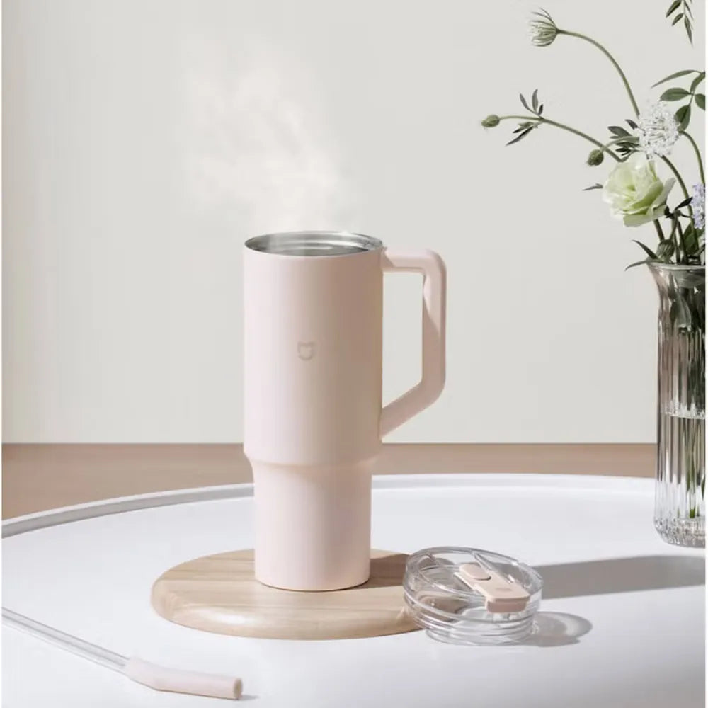 Xiaomi Straw Mug 1L with 316L Stainless Steel, 3-Way Drinking, Vacuum Insulated – Pink