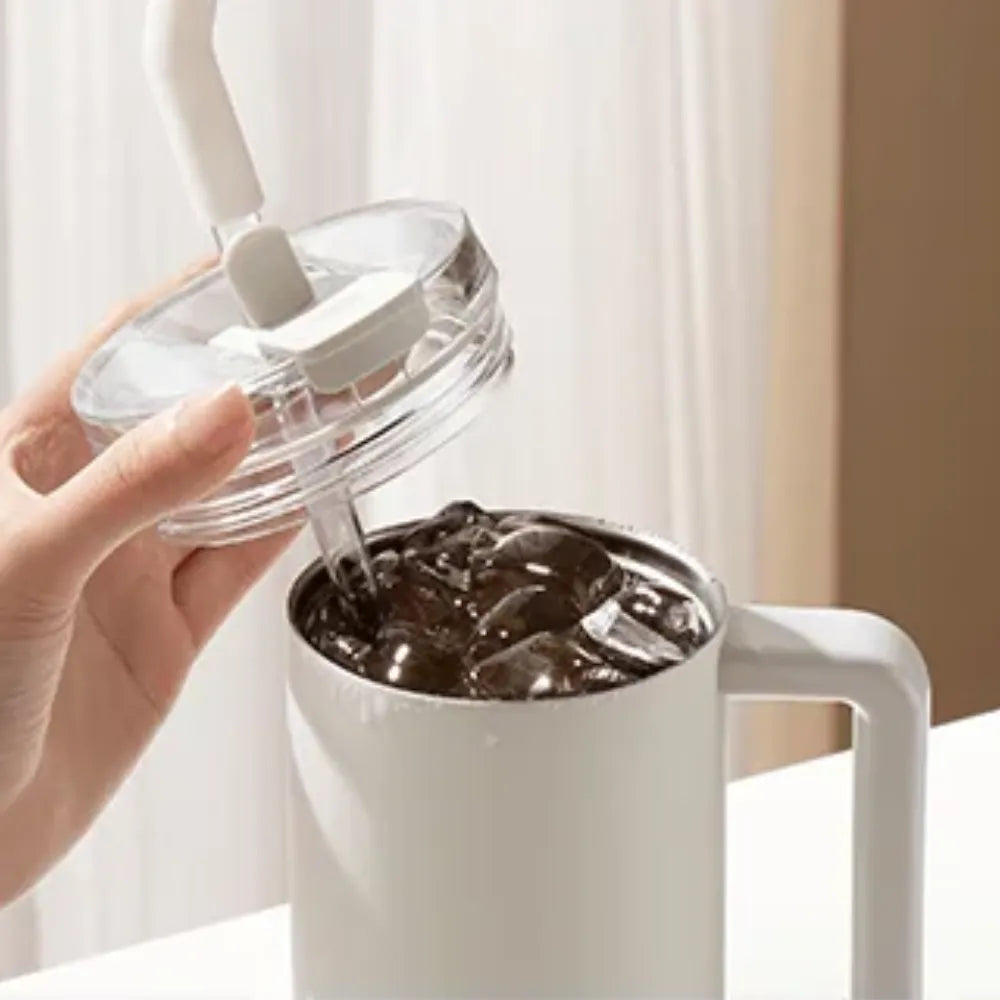 Xiaomi Straw Mug 1L with 316L Stainless Steel, 3-Way Drinking, Vacuum Insulated – beige
