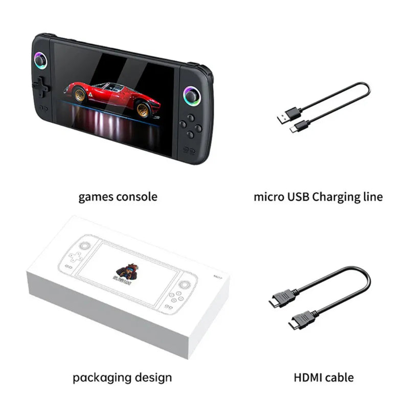 SJGAM M27 Handheld Gaming Console 7" Display, 3000mAh Battery, 256GB Support, 30+ Emulators, Linux OS – White
