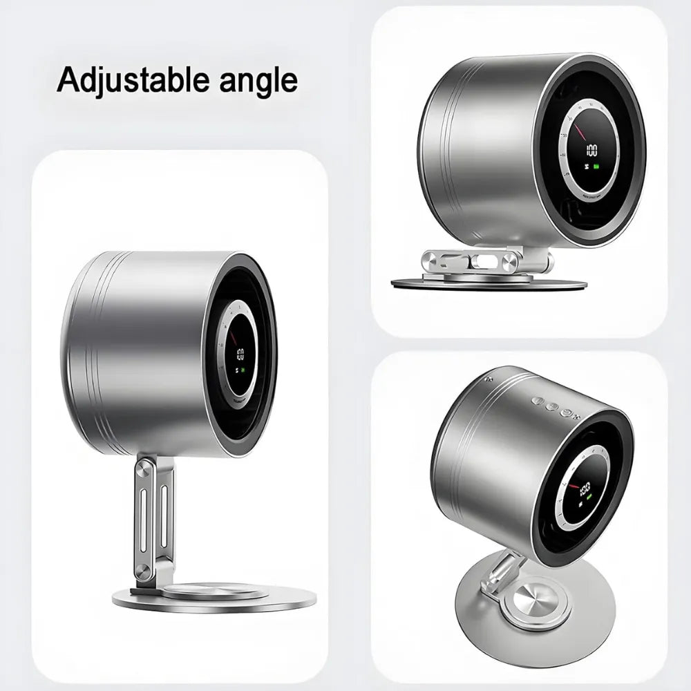 H6-V8 Rechargeable Desktop Metal Fan – 4000mAh Battery, Adjustable Height, Type-C Charging – Metal Grey