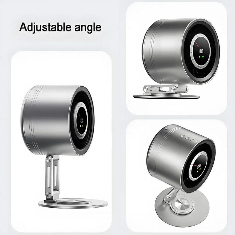 H6-V8 Rechargeable Desktop Metal Fan – 4000mAh Battery, Adjustable Height, Type-C Charging – Metal Grey