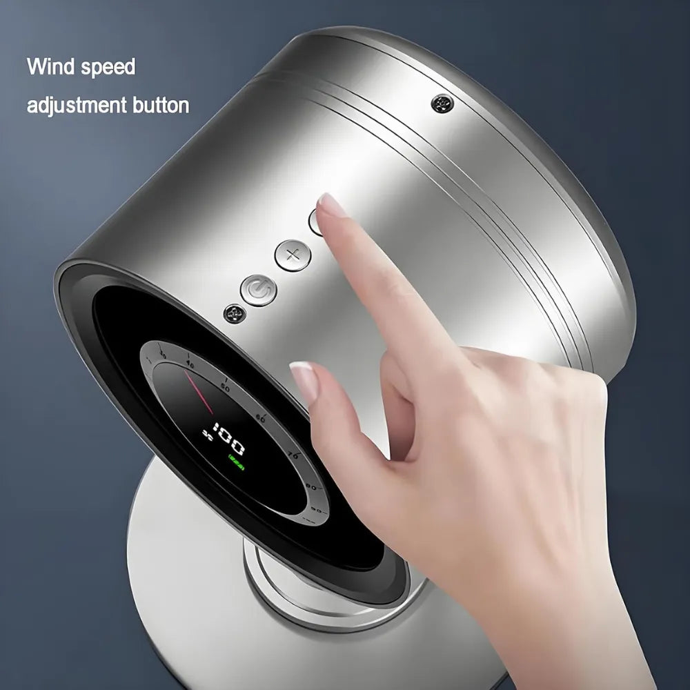 H6-V8 Rechargeable Desktop Metal Fan – 4000mAh Battery, Adjustable Height, Type-C Charging – Metal Grey