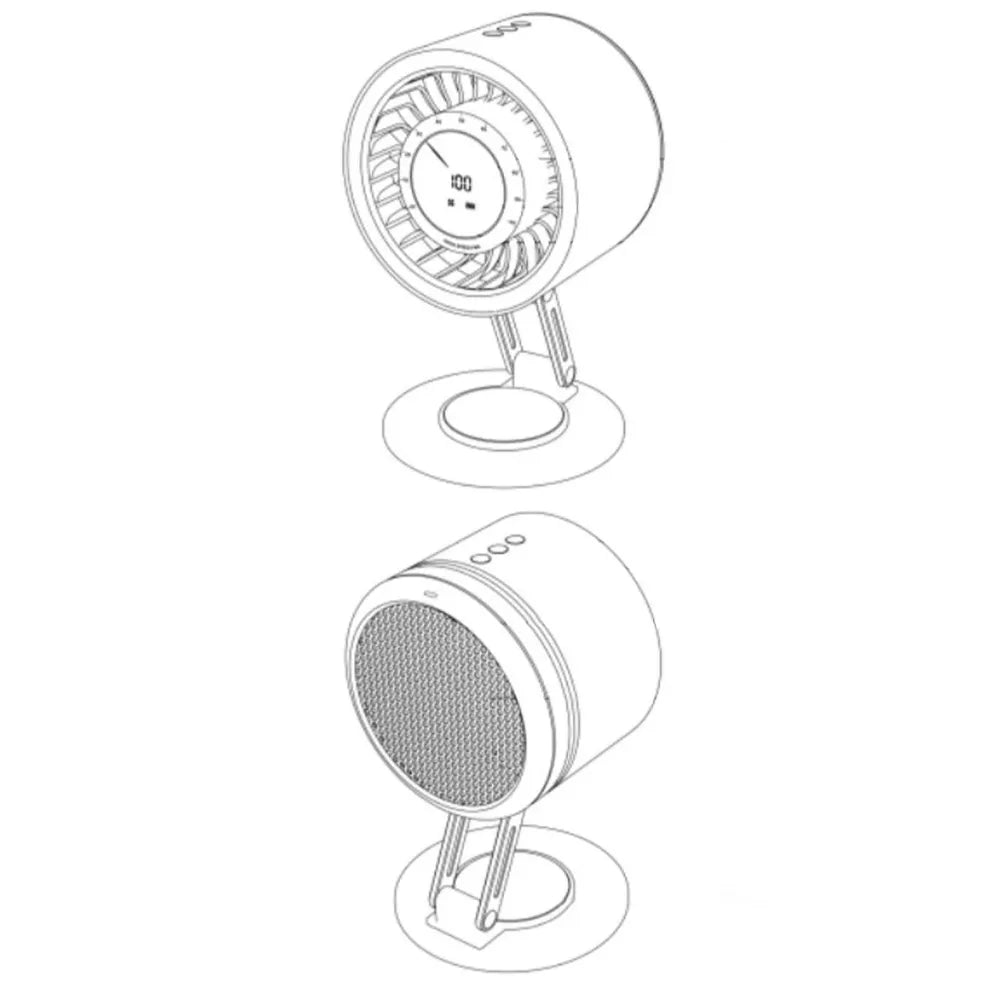H6-V8 Rechargeable Desktop Metal Fan – 4000mAh Battery, Adjustable Height, Type-C Charging – Metal Grey