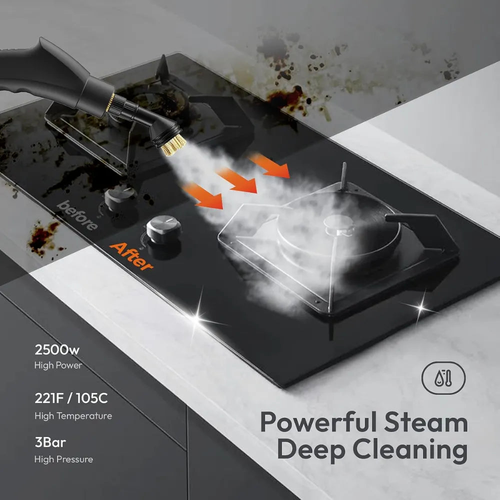 High Pressure Electric Steam Cleaner – 2500W Handheld Cleaning Machine with Multi-Brush Attachments
