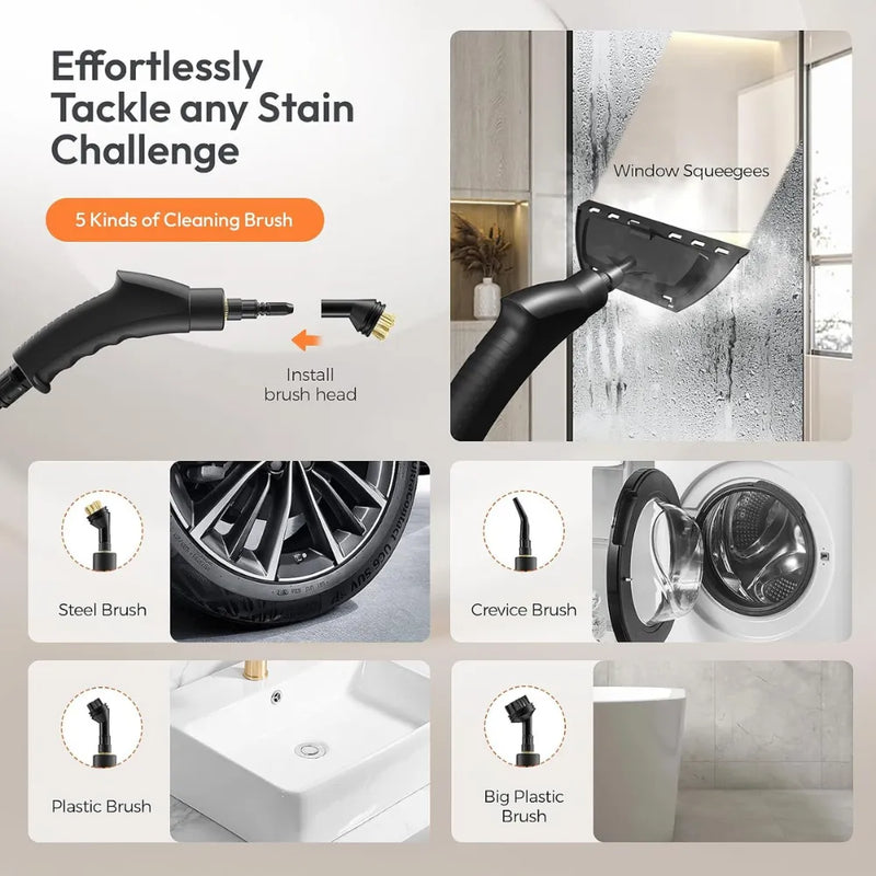 High Pressure Electric Steam Cleaner – 2500W Handheld Cleaning Machine with Multi-Brush Attachments