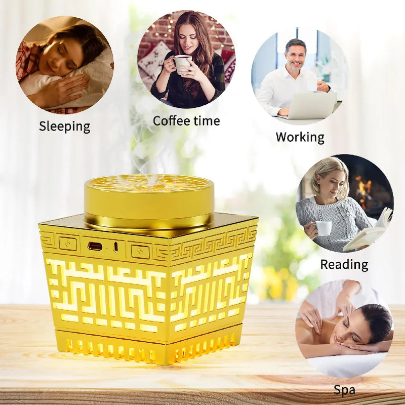 Telawah Bakhoor Incense Burner with Quran Speaker With Led Night Light 10-Hour Battery Life