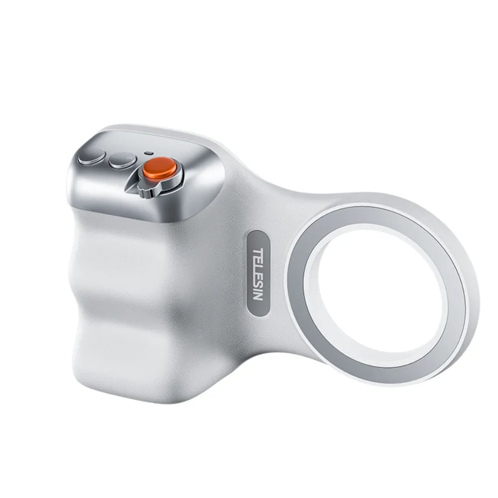 Telesin Magnetic Phone Grip with Selfie Ring Light, Adjustable Brightness, DSLR-Style Shutter, MagSafe-Compatible