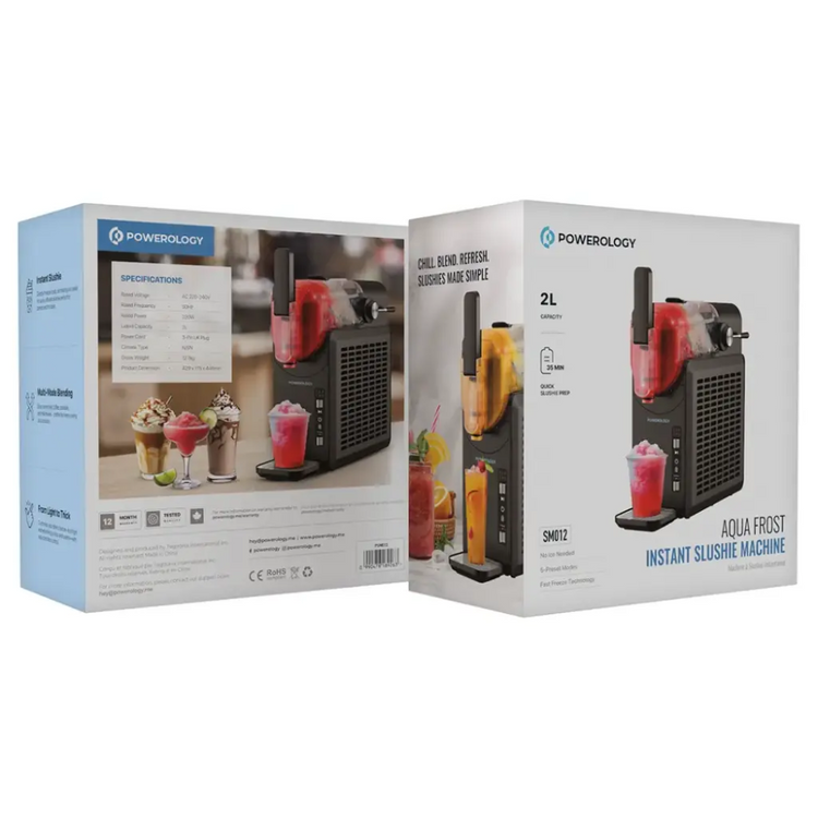 Powerology Aqua Frost Instant Slushie Machine 2L 220W with 5 Preset Modes & Fast Freeze Technology – Black