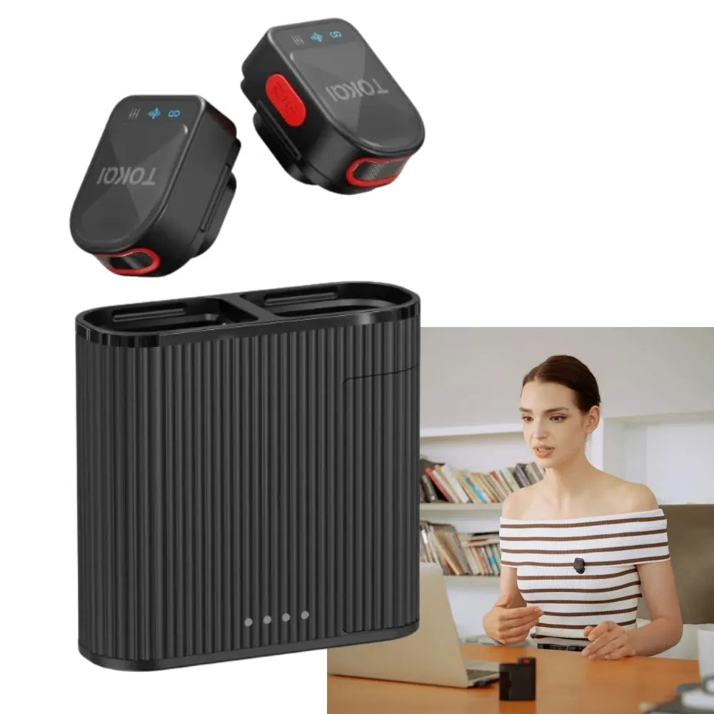 TOKQI H01 Wireless 2-in-1 Magnetic Microphone – ENC Noise Reduction, CD-Level Sound, Type-C & Lightning Compatible