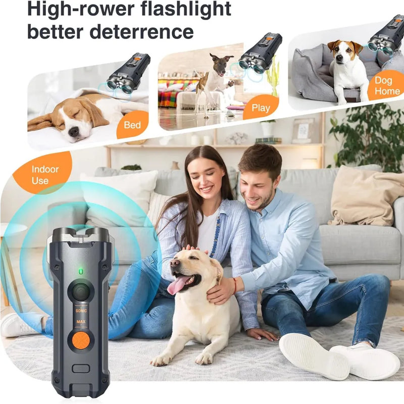 Antibarking Ultrasonic Dog Repeller, 30ft Range, 3-in-1 Bark Control with Dual Ultrasonic Modes & LED Light, USB-C Rechargeable
