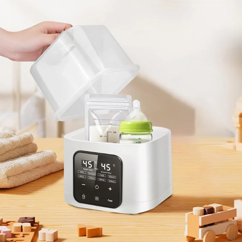 6-in-1 Baby Bottle Warmer & Steriliser – Fits 4 Bottles, Fast Heating, Defrost, 48H Keep Warm, LCD Touch Control