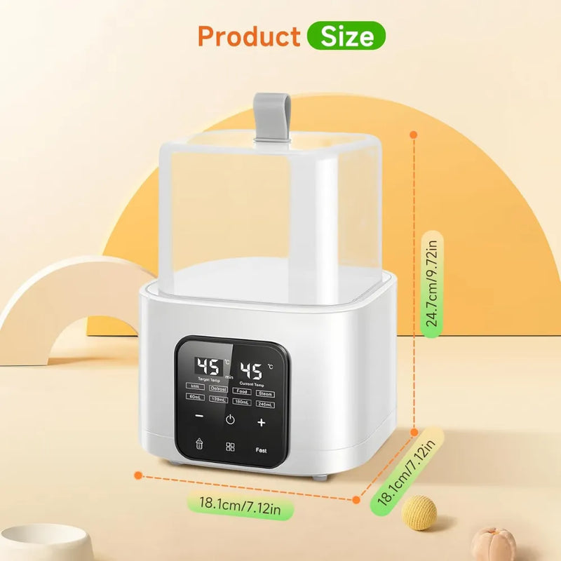 6-in-1 Baby Bottle Warmer & Steriliser – Fits 4 Bottles, Fast Heating, Defrost, 48H Keep Warm, LCD Touch Control
